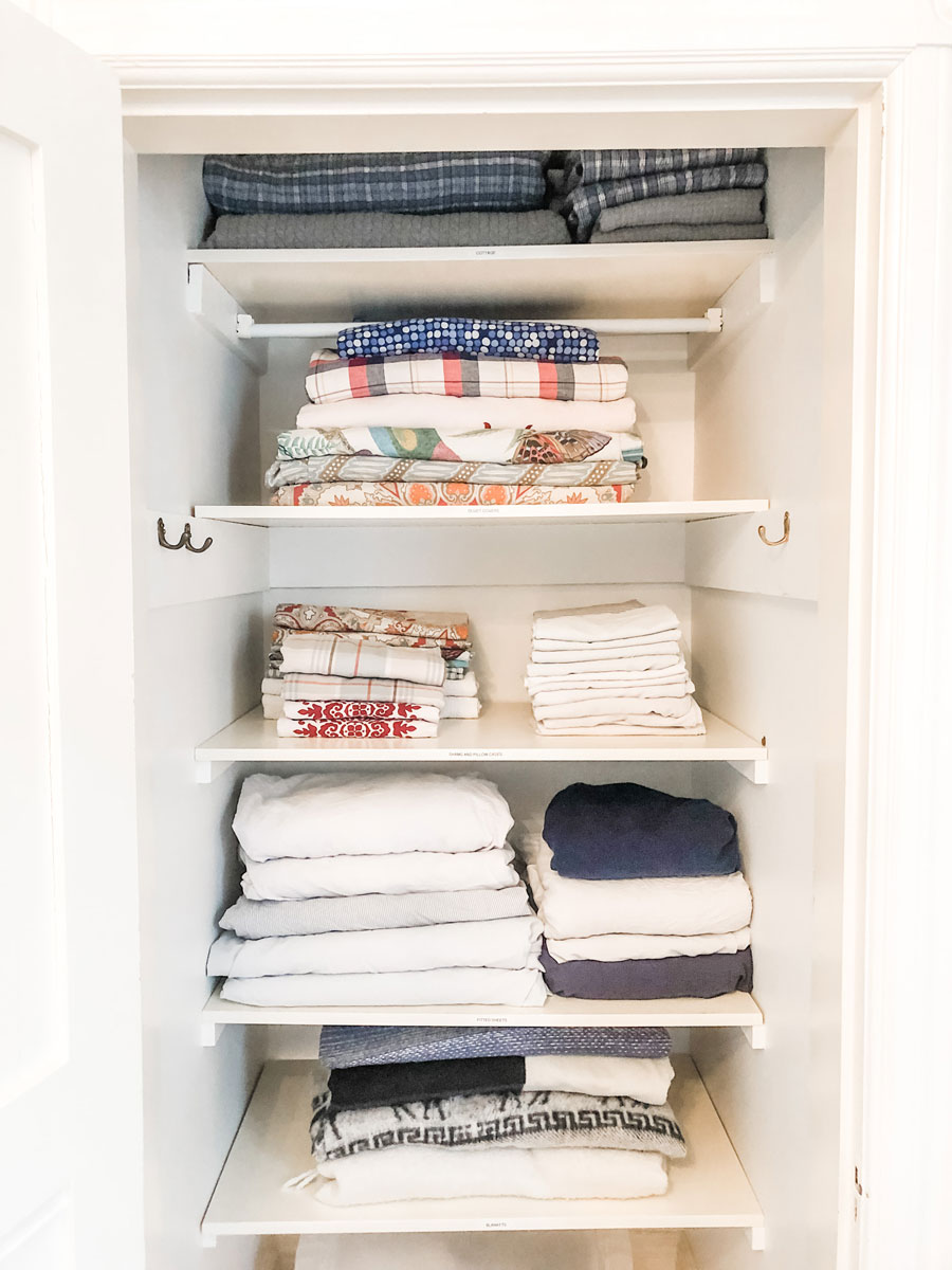 Organized declutter linen closet